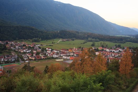 View of Kobarid, little town in Slovenia