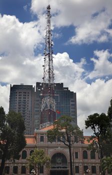 General Post Office, Buu Dien Trung Tam, built between 1886 and 1891 Radio Tower Saigon Ho Chi Minh City Vietnam