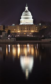 US Capitol Congress House Representatives Senate Capital City Washington DC With Reflection