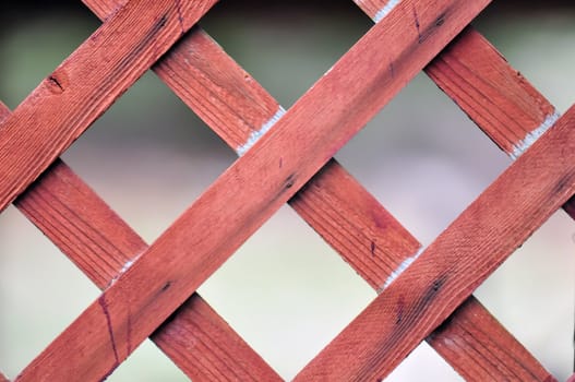 red lattice fence detail