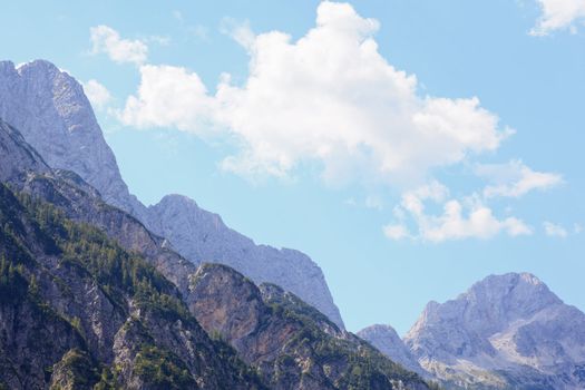 View of Julian Alps in the Slovenian countryside