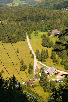 View of Julian Alps in the Slovenian countryside