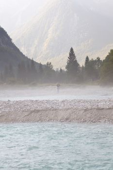 The fog on the Soca river, Slovenian Julian Alps