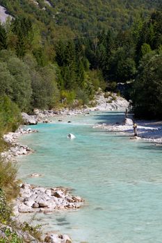 Photo of a Fisherman in the Soca river, Slovenia