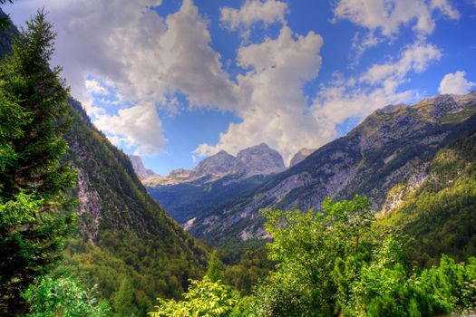 View of Julian Alps in the Slovenian countryside