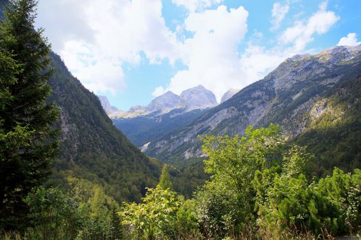 View of Julian Alps in the Slovenian countryside