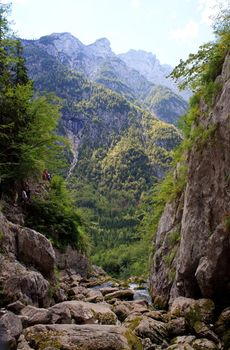 View of Julian Alps in the Slovenian countryside