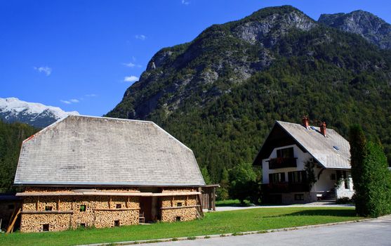 Old wooden house in Slovenian Julian Alps