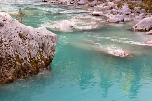 View of Slovenian Soca river in the summer