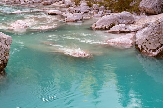 View of Slovenian Soca river in the summer