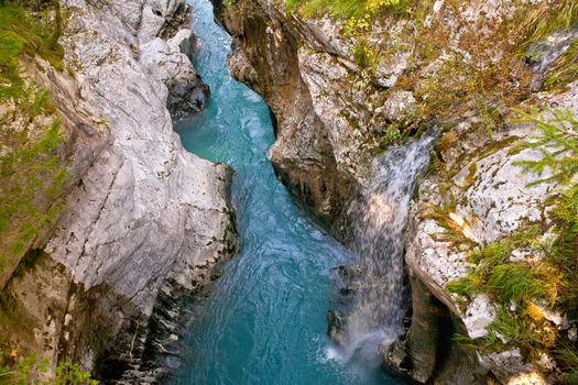 View of Slovenian Soca river in the summer
