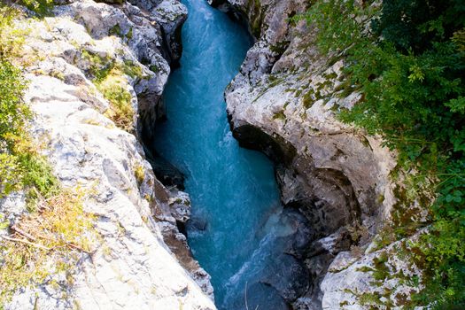 View of Slovenian Soca river in the summer