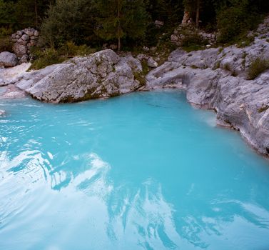 View of Slovenian Soca river in the summer