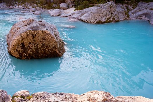 View of Slovenian Soca river in the summer