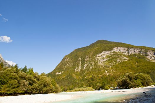 View of Slovenian Soca river in the summer