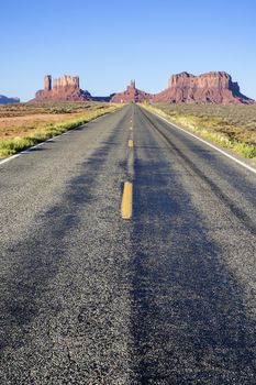 Famous long Road to the Monument Valley, Arizona