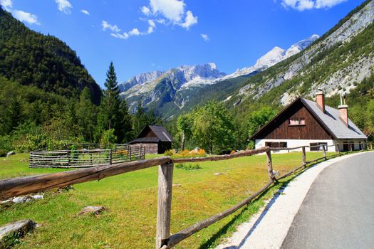 Old wooden house in Slovenian Julian Alps