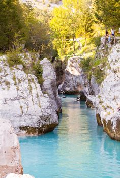 View of Slovenian Soca river in the summer