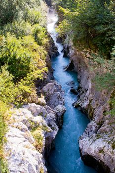 View of Slovenian Soca river in the summer