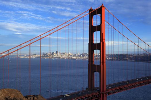 view of famous Golden Gate Bridge in San Francisco, California, USA 