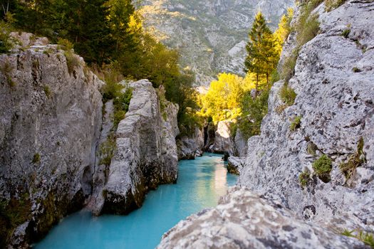 View of Slovenian Soca river in the summer