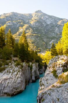 View of Slovenian Soca river in the summer