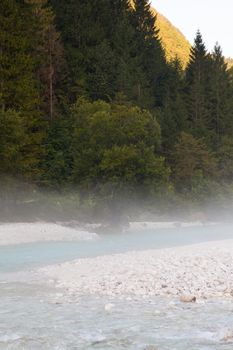 The fog on the Soca river, Slovenian Julian Alps