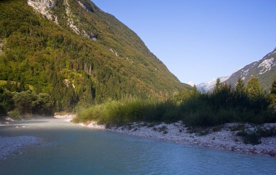 The fog on the Soca river, Slovenian Julian Alps
