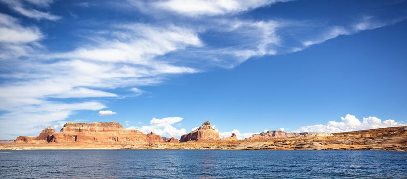 Panoramic view of the famous Lake Powell, Page, USA