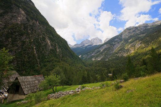 View of Slovenian Julian Alps in the summer