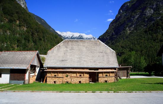 Old wooden house in Slovenian Julian Alps