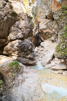 View of Waterfall in the Slovenian Julian Alps