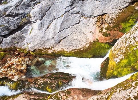 View of Waterfall in the Slovenian Julian Alps