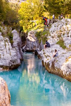 View of Slovenian Soca river in the summer