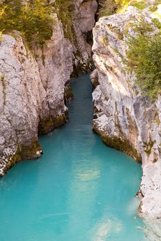 View of Slovenian Soca river in the summer