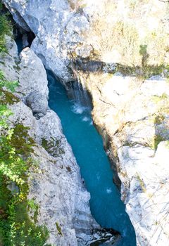 View of Slovenian Soca river in the summer