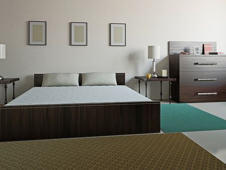 Bedroom with a big bed and furniture