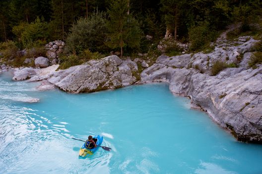View of Slovenian Soca river in the summer