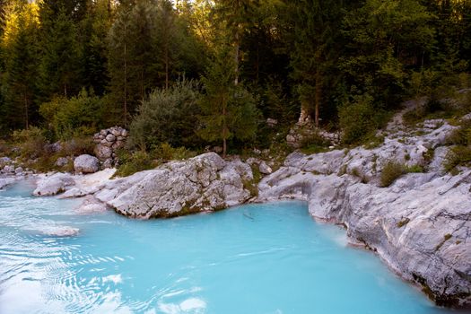 View of Slovenian Soca river in the summer