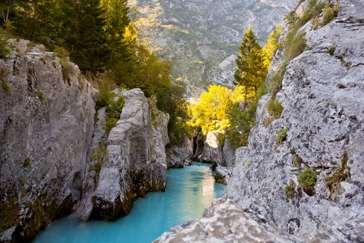 View of Slovenian Soca river in the summer