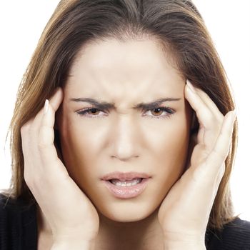 Close up Portrait of woman with headache