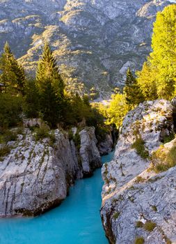 View of Slovenian Soca river in the summer