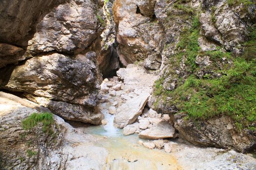 View of Waterfall in the Slovenian Julian Alps