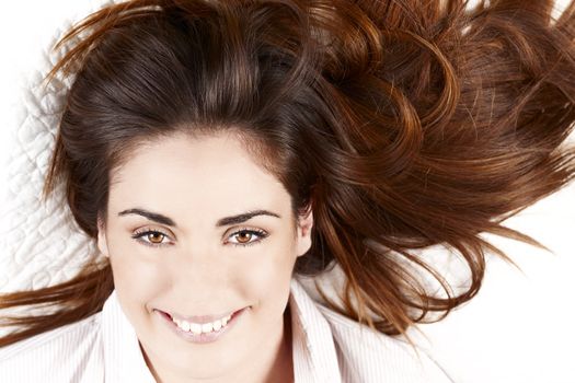 portrait of woman with Healthy Long Hair 