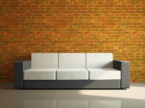 Livingroom with sofa  near the brick wall