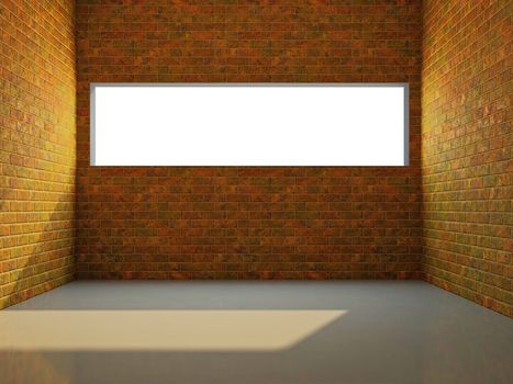 Empty room with brick wall and a window