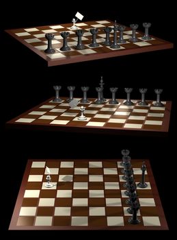 Chess allegory opposition citizen and government (3 views)