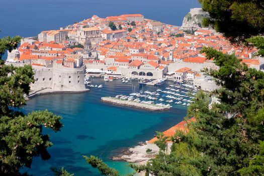 Bright red roofs of Unesco protected Dubrovnik Old town Croatia