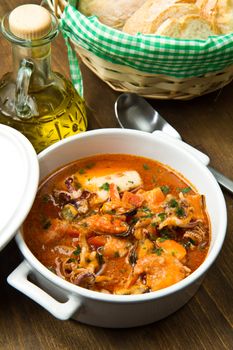 Bowl of fresh seafood soup