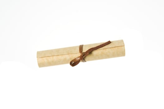 tied up parcel on a white background